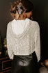 Sequin Hooded Mock Neck Relaxed Fit Long Sleeve Lined Pullover Top